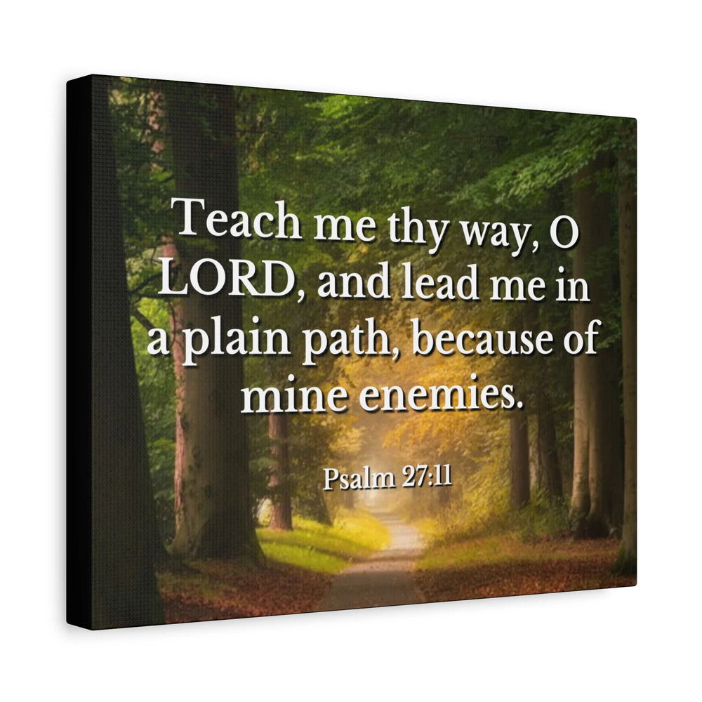 Scripture Canvas Plain Path Psalm 27:11 Christian Wall Art Bible Verse Print